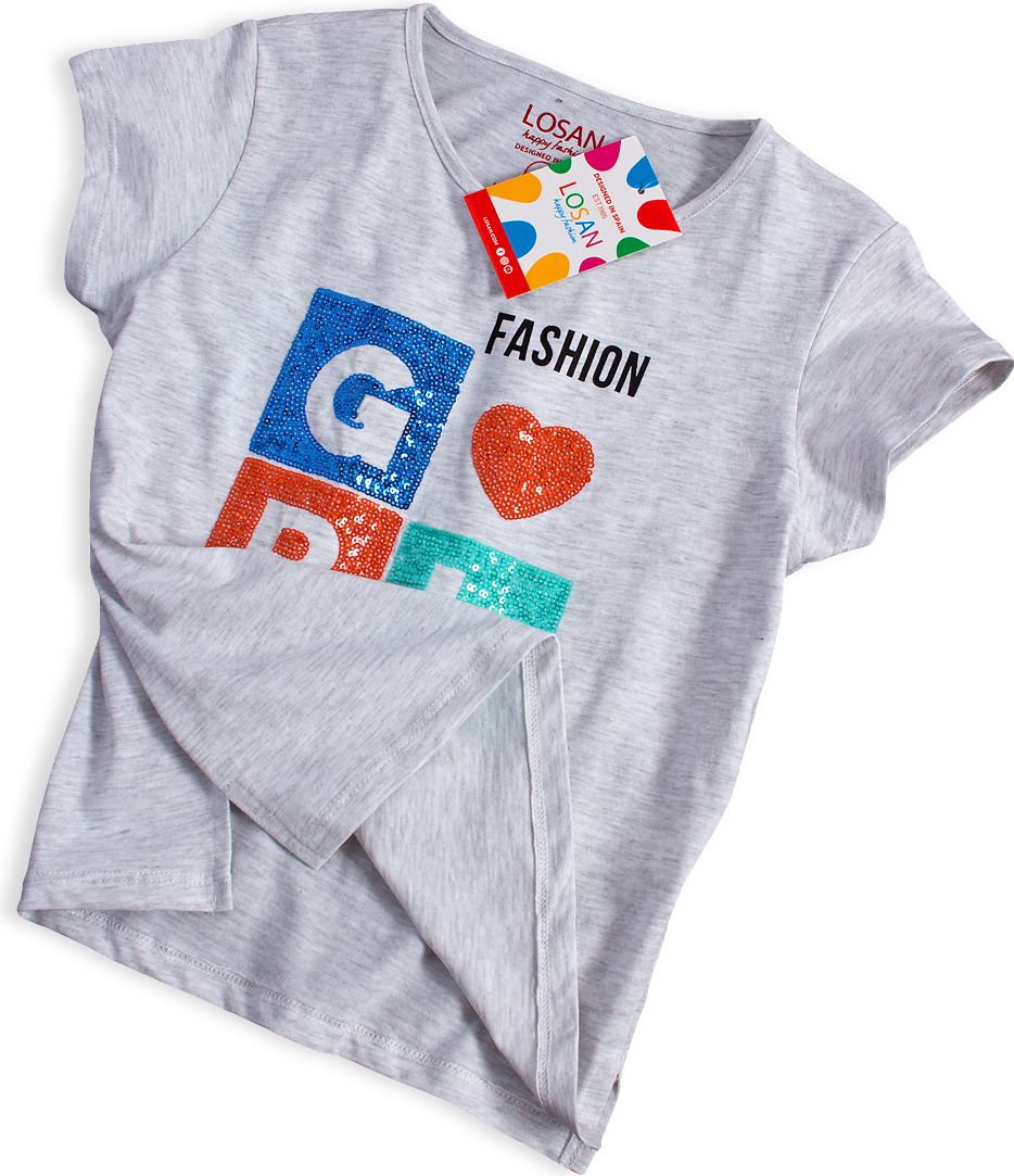 Dívčí tričko s flitry LOSAN GIRL FASHION šedý melír Velikost: 128 - obrázek 3