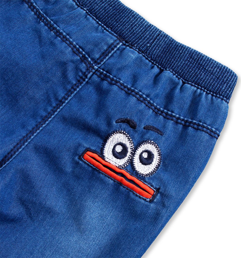 Dětské kalhoty KNOT SO BAD EYES oranžový detail Velikost: 74 - obrázek 3