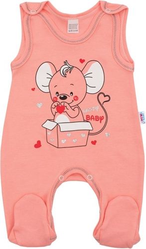 NEW BABY | New Baby Mouse | Kojenecké dupačky New Baby Mouse lososové | Růžová | 56 (0-3m) - obrázek 1