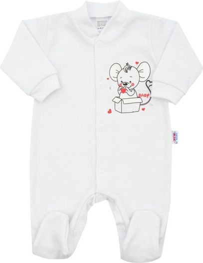 NEW BABY | New Baby Mouse | Kojenecký overal New Baby Mouse bílý | Bílá | 56 (0-3m) - obrázek 1