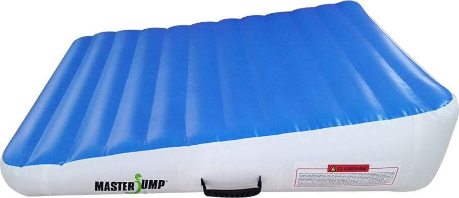 Incline mat MASTERJUMP nafukovací klín 120 x 90 x 10-30 cm - modrá - bílá - obrázek 1