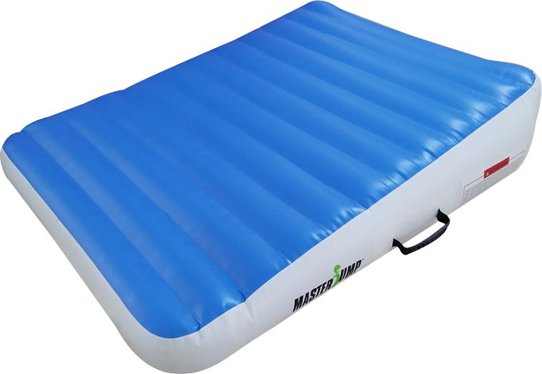 Incline mat MASTERJUMP nafukovací klín 180 x 120 x 20-65 cm - modrá - bílá - obrázek 1
