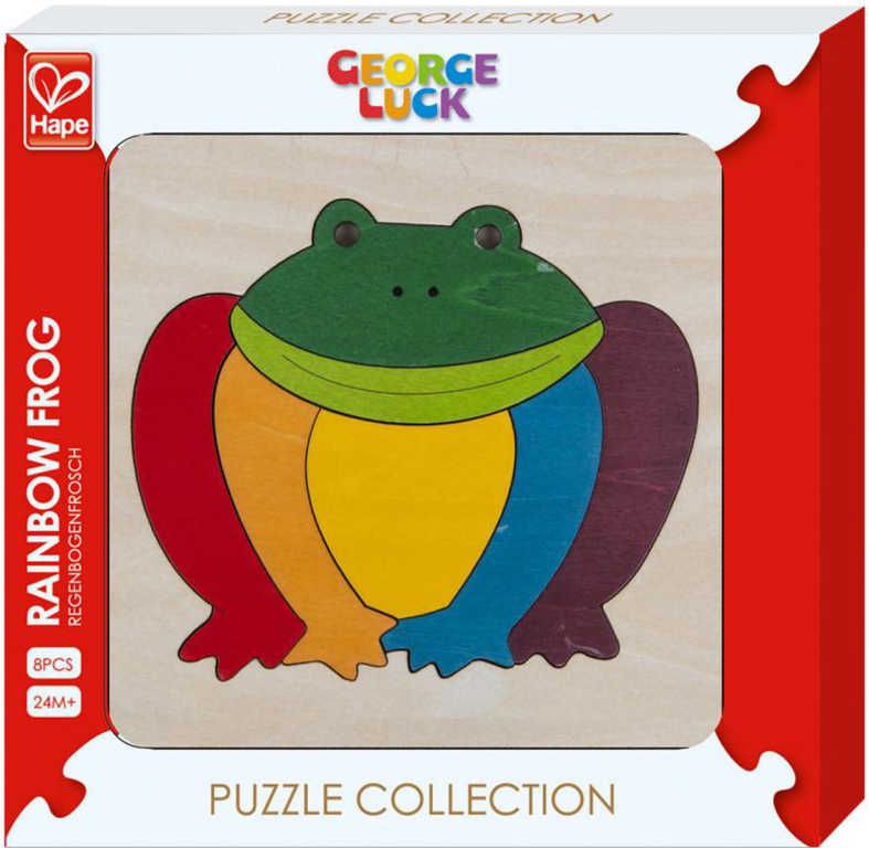 HAPE DŘEVO Baby puzzle na desce žabka duhová 7 dílků pro miminko - obrázek 2