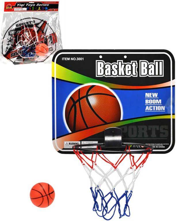 Koš basketbalový na košíkovou set s míčem 9cm různé druhy trikolora v sáčku - obrázek 1