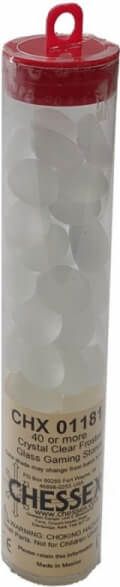 Chessex Chessex Glass Gaming Stones Tube Crystal Frosted Clear – 40 ks - obrázek 1