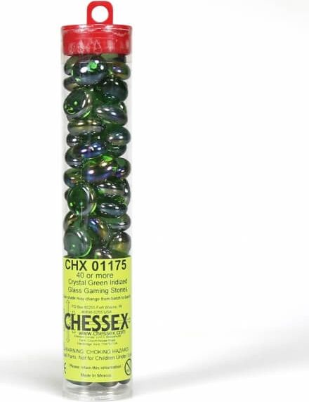 Chessex Chessex Glass Gaming Stones Tube Crystal Green Iridized – 40 ks - obrázek 1