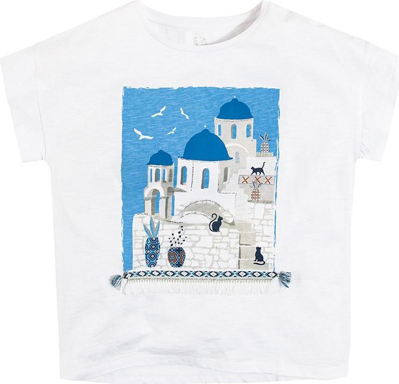 COOL CLUB COOL CLUB Dívčí tričko s krátkým rukávem Kočky v Řecku BÍLÁ 140 - obrázek 1