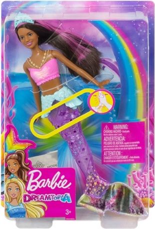Barbie SVÍTÍCÍ MOŘSKÁ PANNA S POHYBLIVÝM OCASEM ČERNOŠKA - obrázek 1