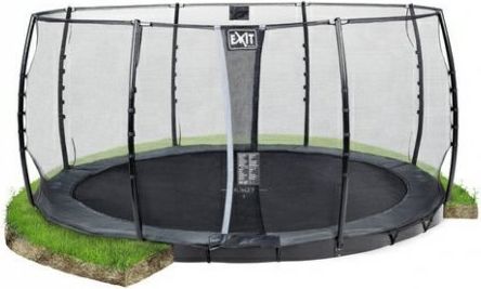 Trampolína EXIT InTerra Ground Level 305 cm s ochrannou sítí Šedá - obrázek 1