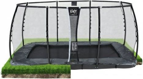 Trampolína EXIT Supreme Ground Level 244 x 427 cm Šedá s ochrannou sítí - obrázek 1