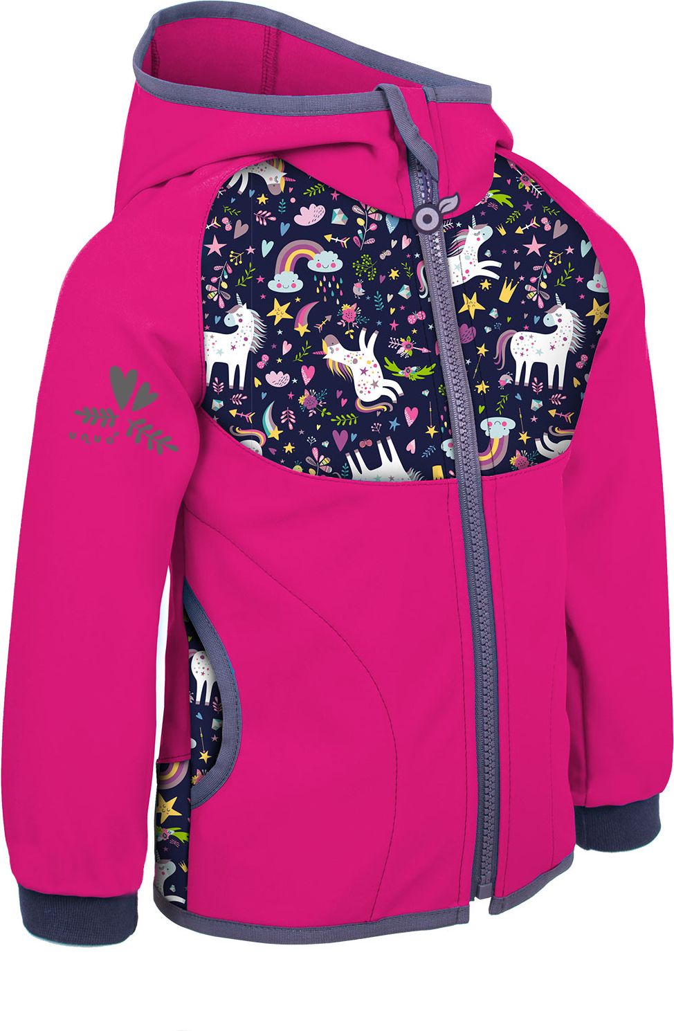 Unuo, Dětská softshellová bunda bez zateplení, Fuchsiová, Jednorožci Velikost (Size): 86/92 - obrázek 1