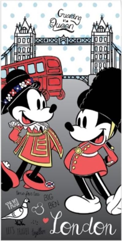 Setino · Plážová osuška Minnie & Mickey Mouse v Londýně - licence Disney - 100% bavlna, froté - 70 x 140 cm - obrázek 1