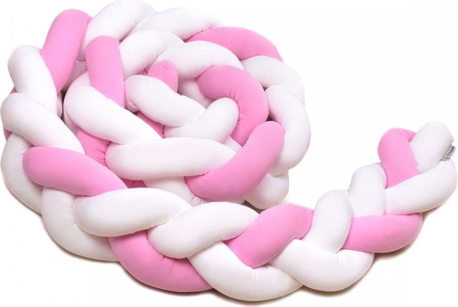 T-TOMI Pletený mantinel 360 cm, white + pink - obrázek 1
