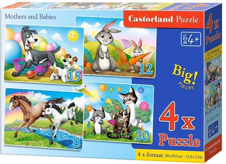 Castorland Puzzle Zvířecí maminky s mláďaty 4v1 (8,12,15,20 dílků) - obrázek 1