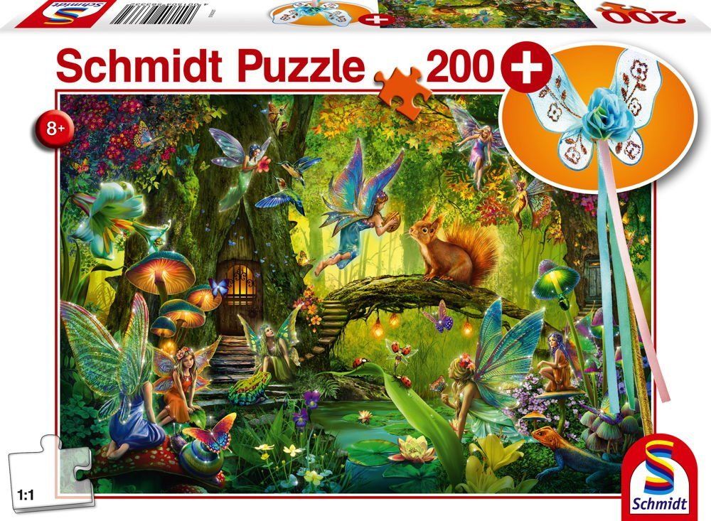 Schmidt Puzzle Víly v lese 200 dílků + dárek (vílí hůlka) - obrázek 1