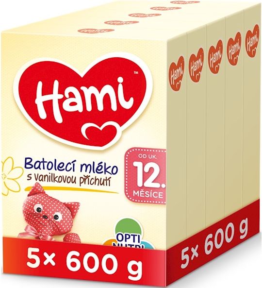 5 x HAMI 12+ s příchutí vanilky (600 g) – kojenecké mléko - obrázek 1