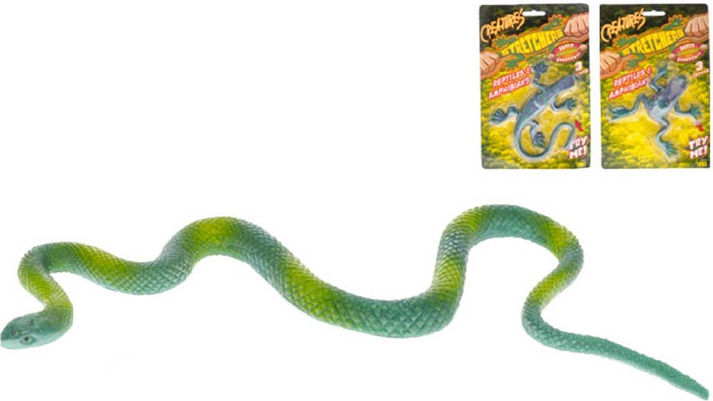 Zvířátko plastové měkké natahovací 9cm had / žába / ještěrka 3 druhy na kartě - obrázek 1