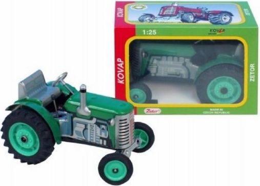 Traktor Zetor zelený na klíček kov 14cm 1:25 v krabičce Kovap - obrázek 1