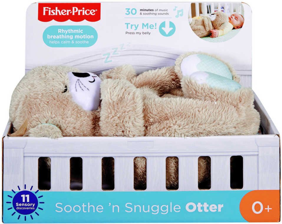 FISHER PRICE PLYŠ Baby usínáček podřimující vydra na baterie Světlo Zvuk pro miminko - obrázek 2