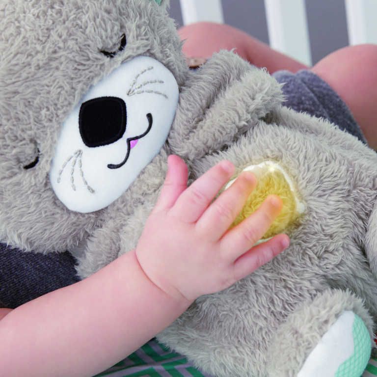 FISHER PRICE PLYŠ Baby usínáček podřimující vydra na baterie Světlo Zvuk pro miminko - obrázek 5