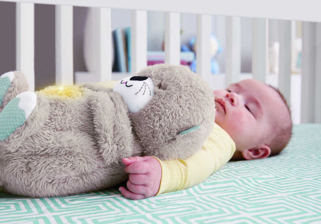 FISHER PRICE PLYŠ Baby usínáček podřimující vydra na baterie Světlo Zvuk pro miminko - obrázek 7