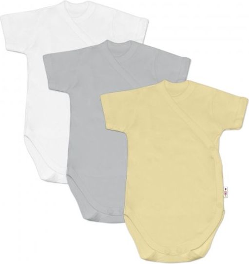 Baby Nellys Kojenecká neutr. sada body zap. bokem BASIC, kr. rukáv - 3 ks, vel. 56 - 56 (1-2m) - obrázek 1