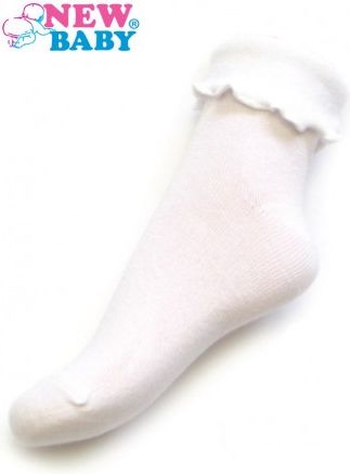 Kojenecké bavlněné ponožky s volánkem New Baby bílé, Bílá, 62 (3-6m) - obrázek 1