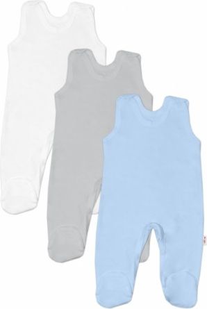 Baby Nellys Kojenecká chlapecká sada dupaček BASIC - modrá, šedá, bílá - 3 ks, Velikost koj. oblečení 56 (1-2m) - obrázek 1