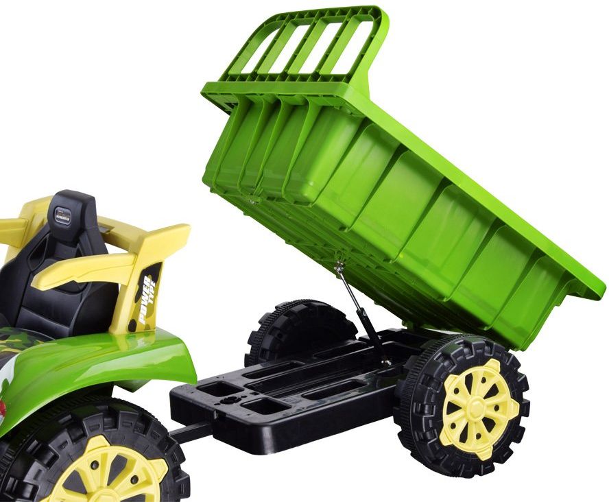 Elektrický traktor s přívěsem - zelený - obrázek 4