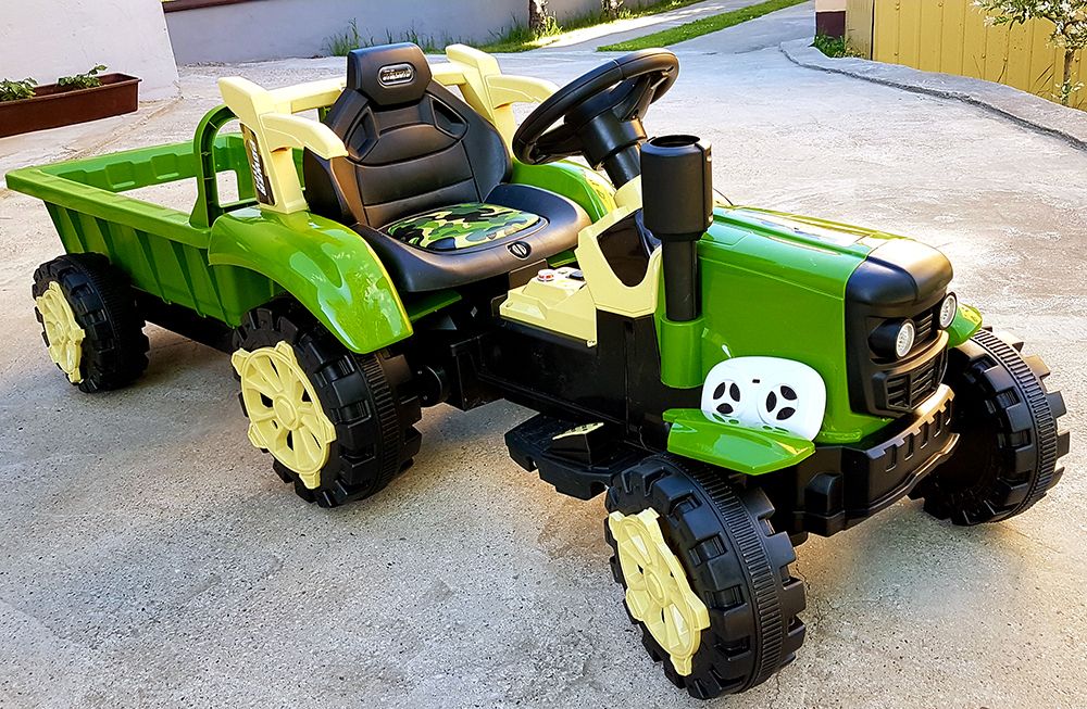 Elektrický traktor s přívěsem - zelený - obrázek 14