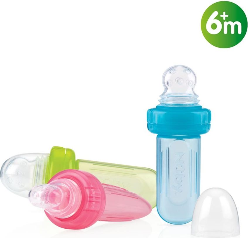 Nuby Krmítko silikonové Easy squeezy feeder modrá - obrázek 2