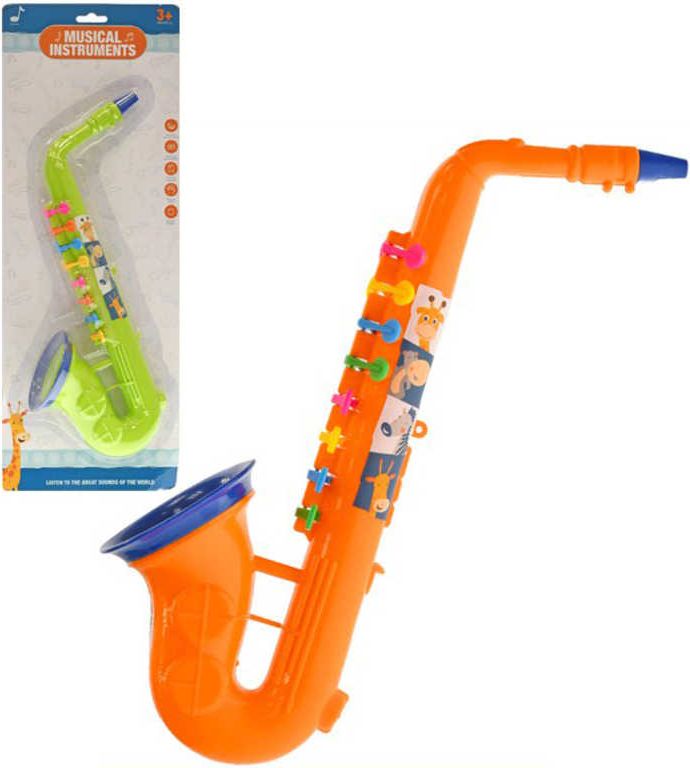 Saxofon dětský plastový 37cm 2 barvy v sáčku *HUDEBNÍ NÁSTROJE* - obrázek 1
