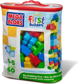 Mega - Kostky v plastovém pytli, first builder, 60dílů - obrázek 1