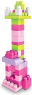 Mega - Kostky v plastovém pytli-růžová barva,first builder, 60dílů - obrázek 4