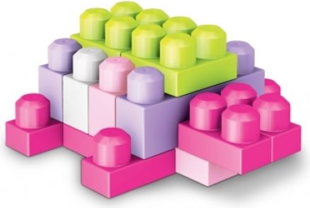 Mega - Kostky v plastovém pytli-růžová barva,first builder, 60dílů - obrázek 5