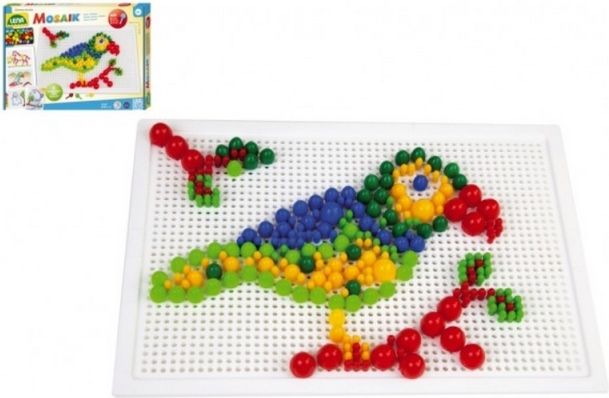 Mozaika sada plast barevná 400ks kloboučky+kolíčky v krabici 32x24x3,5cm - obrázek 1
