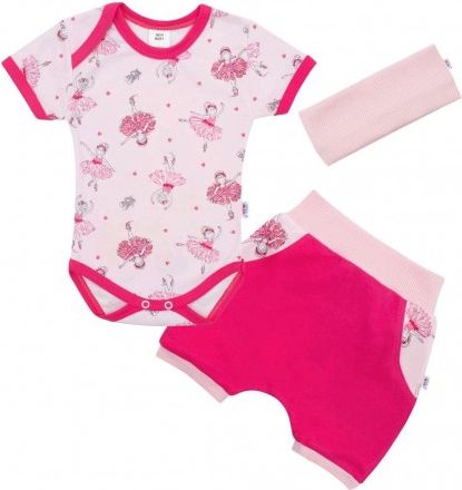 3-dílná letní bavlněná souprava New Baby Perfect Summer baletka, Růžová, 80 (9-12m) - obrázek 1