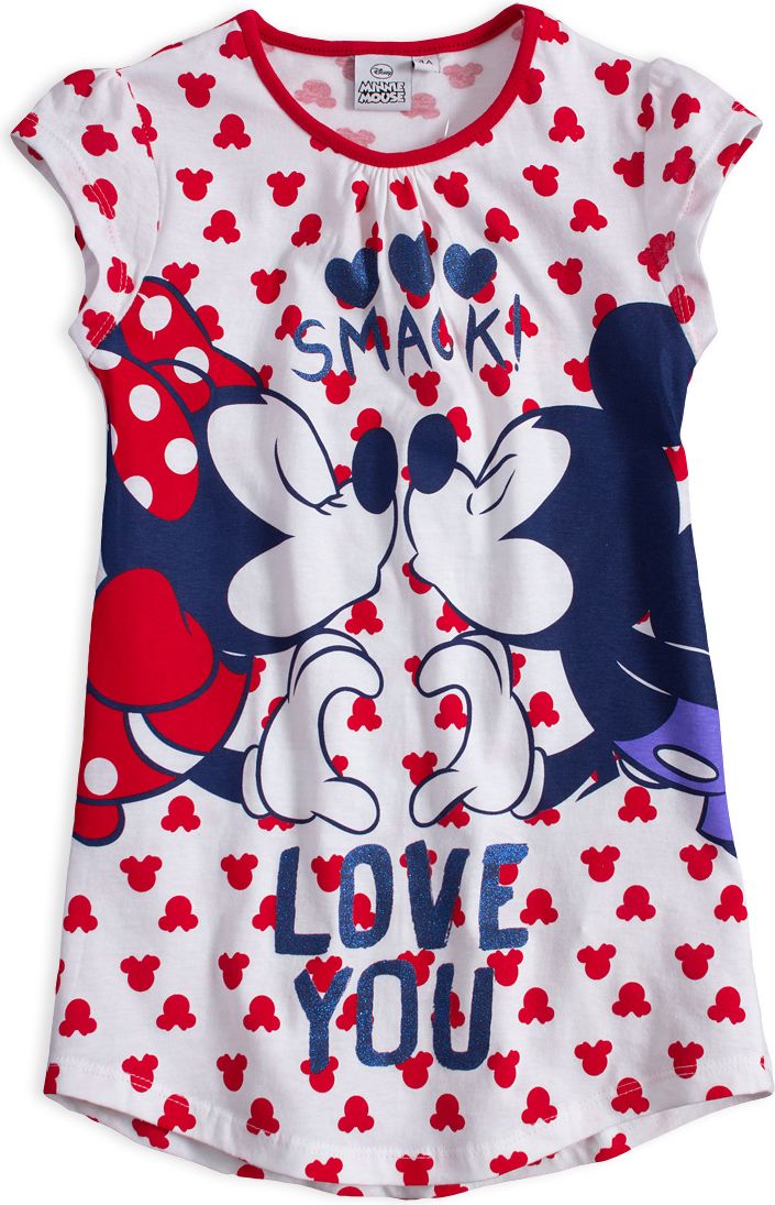 DISNEY MINNIE Dívčí noční košile DISENY MINNIE LOVE YOU červený potisk Velikost: 98 - obrázek 1