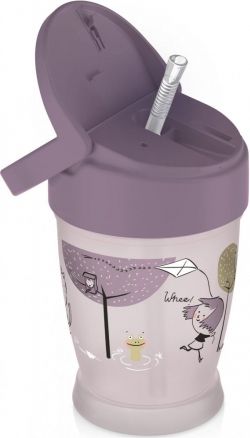 Lovi hrneček se slámkou Lovely Girl - Junior, 12m+, růžový/bordo, 250ml - obrázek 1