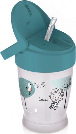 Lovi hrneček se slámkou Lovely Boy - Junior, 12m+, zeleno/šedý, 250ml - obrázek 1