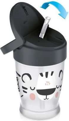 Lovi hrneček se slámkou Salt& Pepper - Junior, 12m+,šedo/černý , 250ml - obrázek 1
