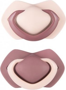 Canpol Babies Sada 2 ks symetrických silikonových dudlíků, 0-6m+, PURE COLOR růžová/bord - obrázek 1