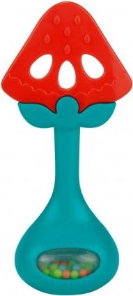 Silikonové kousátko s chrastítkem BAYO jahůdka, Červená - obrázek 1