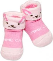 Ponožky kojenecké froté - KOČIČKA růžové - 0-6měs. - obrázek 1