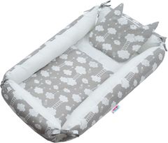 Lůžko/Hnízdečko pro miminko s peřinkami obdélníkové - MRÁČKY šedé - NewBaby - obrázek 1