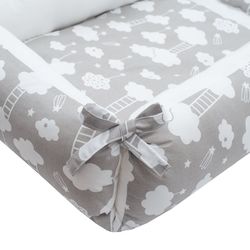 Lůžko/Hnízdečko pro miminko s peřinkami obdélníkové - MRÁČKY šedé - NewBaby - obrázek 2