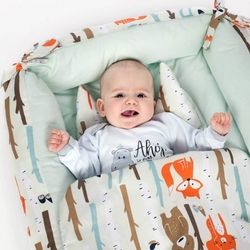 Lůžko/Hnízdečko pro miminko s peřinkami obdélníkové - MRÁČKY šedé - NewBaby - obrázek 4