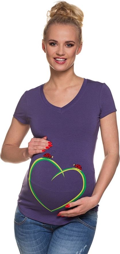 My Tummy Těhotenské tričko "Berušky na srdci" fialovo-modré Velikost: XXL - obrázek 1