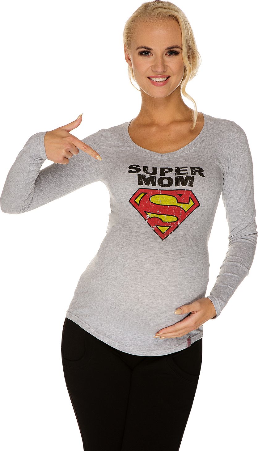 My Tummy Těhotenské tričko "Super mom" šedé Velikost: L - obrázek 2