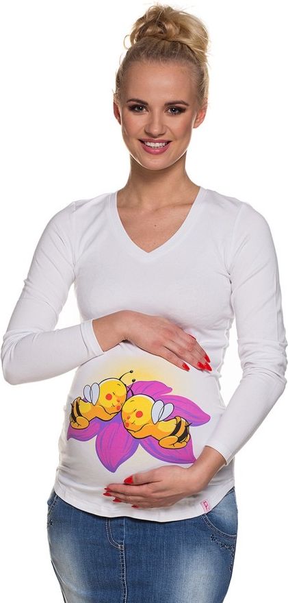My Tummy Těhotenské tričko "Dvě včeličky" bílé Velikost: L - obrázek 1